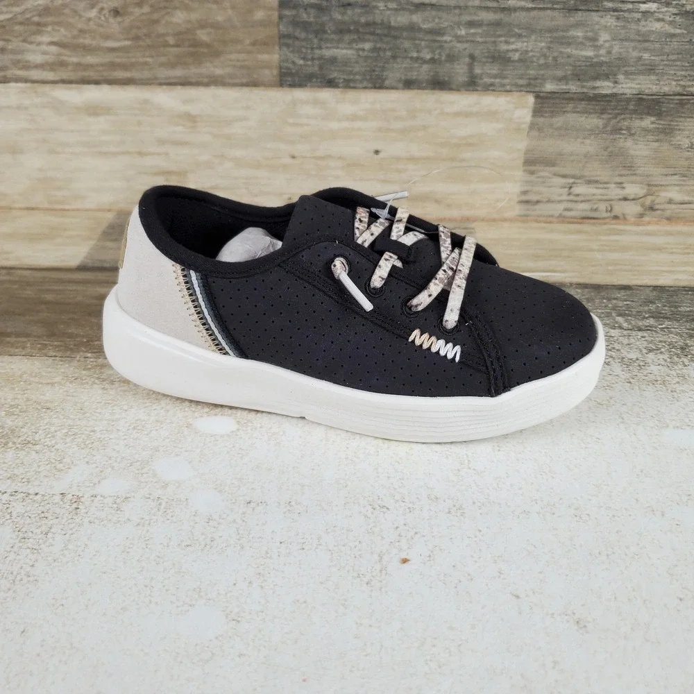 Hey Dude Cody Kids Loafer Shoes Sz 13 C13 Black White Low Top Round Toe Lace Up